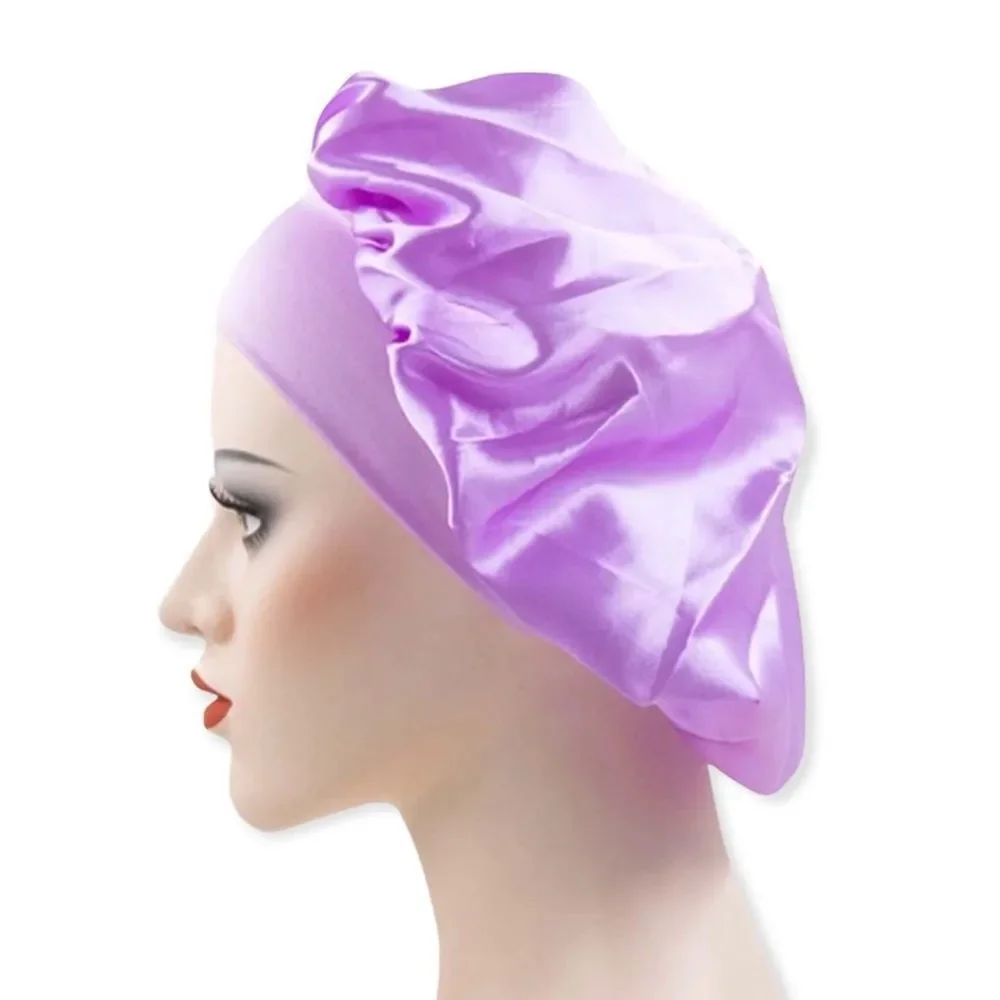 🆕Purple Satin Wide Elastic Hair Bonnet